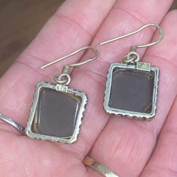 Purple/Gray Agate Sterling Silver Hook Earrings - Picture 5 of 8